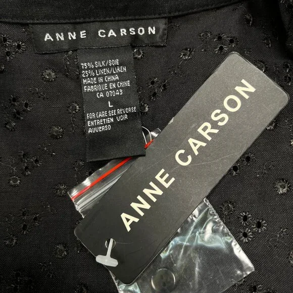 Vintage Silk & Linen Eyelet Lace Button Up Shirt Blouse Whimsigoth Witch 90s Y2K - Picture 4 of 5